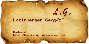 Lozinberger Gergő névjegykártya